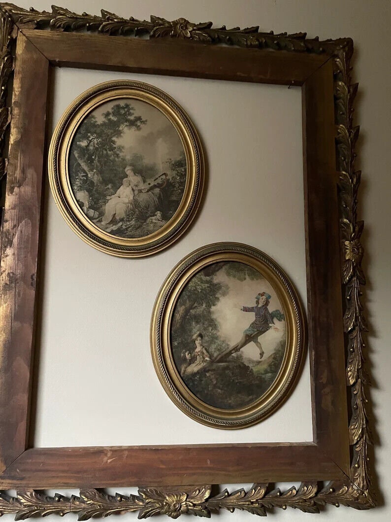 Antique Victorian Wood Gilt Picture Frame Acanthus Leaf French Wall Art Gallery Display Gilded Ornate Rococo Style Gold Hanging Home Decor